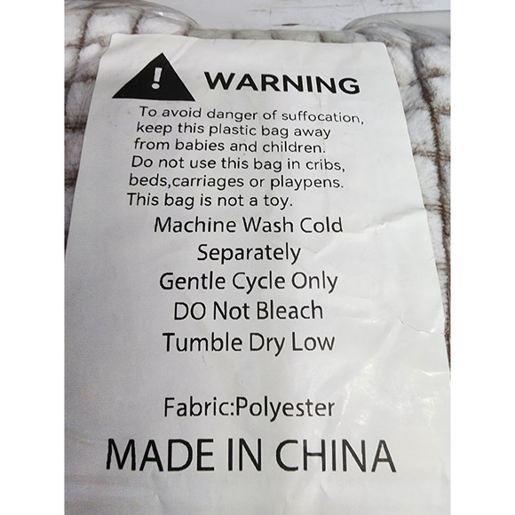 Khaki Brown Plaid/Striped Lightweight Flannel Throw Blanket 40x50, New - Picture 5 of 5